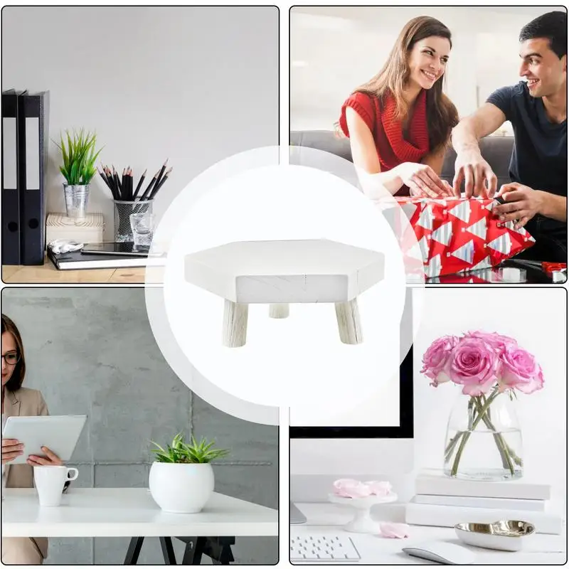 Indoor Wood Plant Stand Plant Pot Riser Stand Wood Stool Decorative Hexagonal Flower Holder Pedestal For Potted Plants