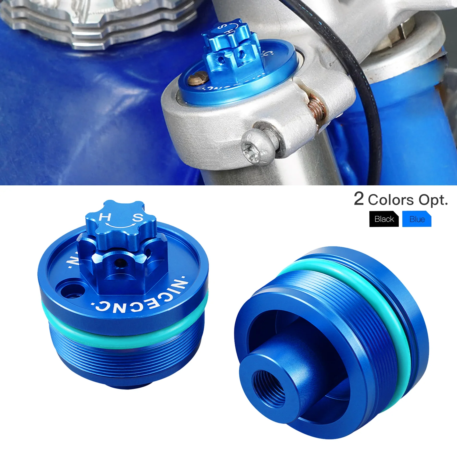 NiceCNC Motorcycle Pair Front Fork Upper Top Triple Clamp Screw Cap Nut