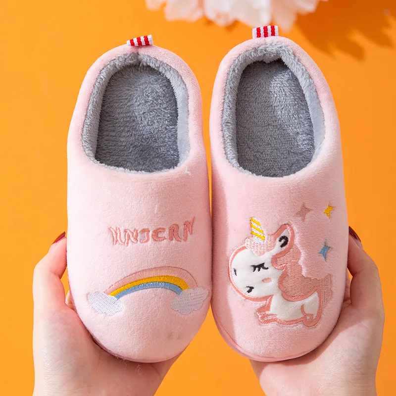 Child Cotton Shoes Kids Winter Slippers Boys And Girls Baby Cute Unicorn Warm Shoes Thickening Large Children Home Slippers unicorn pencil case cute pouch multifunction girls graduation gifts cloth ballpoint