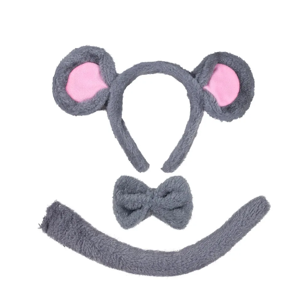 Sintege 6 stuks Halloween Rat Kostuum Muis Kostuum Accessoire Set, Muizen Hoofdband Muizen Oren Neus Vlinderdas Staart Tutu Rok Handschoenen voor Volwassen Carnaval Wereld Boek Dag Cosplay