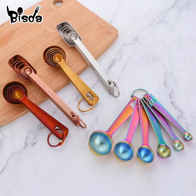Kitchen Stainless Steel Measuring Spoons Teaspoon Coffee Sugar Scoop Cake Baking Flour Measuring Cups Kitchen Cooking Tools 6PCS
