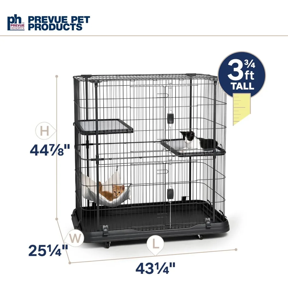 Elevated Multi-Level Cat Habitat, Black, Supports 39 LBS