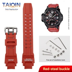 Sport Waterproof Silicone Watch Strap in Black and Orange - 0mm (Red)