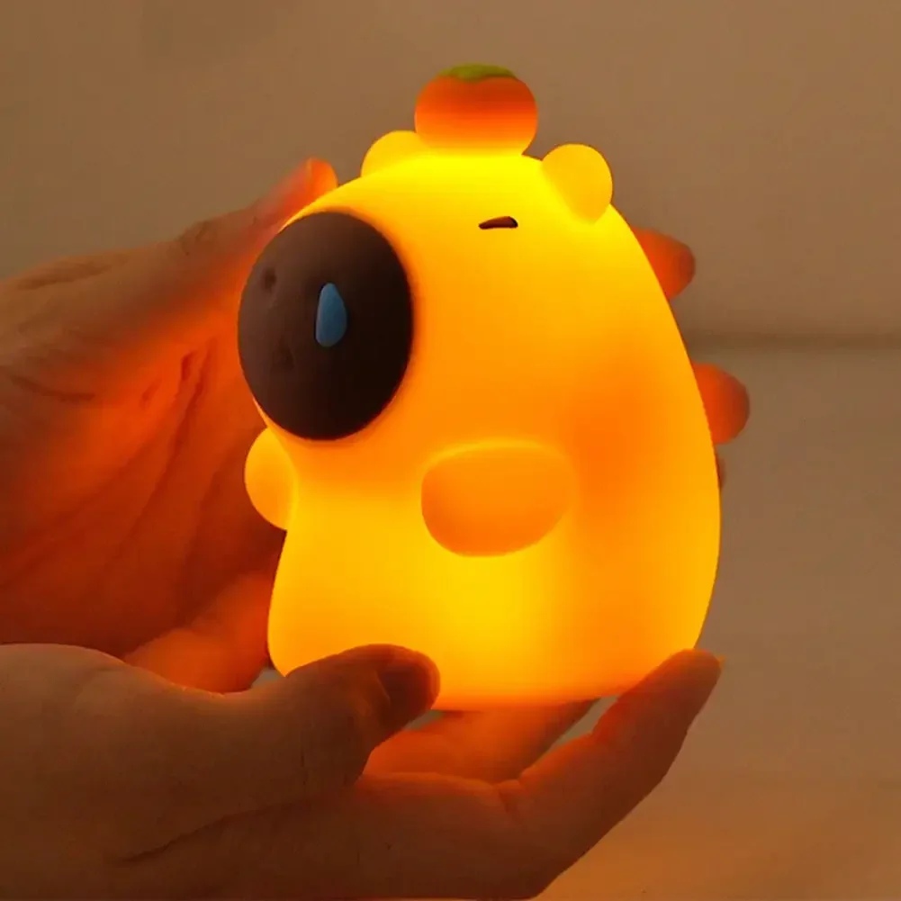 Cute Silicone Capybara Night Light Children's Nightlight Gift USB Rechargeable Animal Touch Bedside Slepp Lamp Timing Function night light