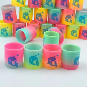 24PCS Rainbow Magic Springs Circle Toys Kids Birthday Party Favors Guests Giveaway Small Gifts Pinata Fillers Flexible Funny Toy 2