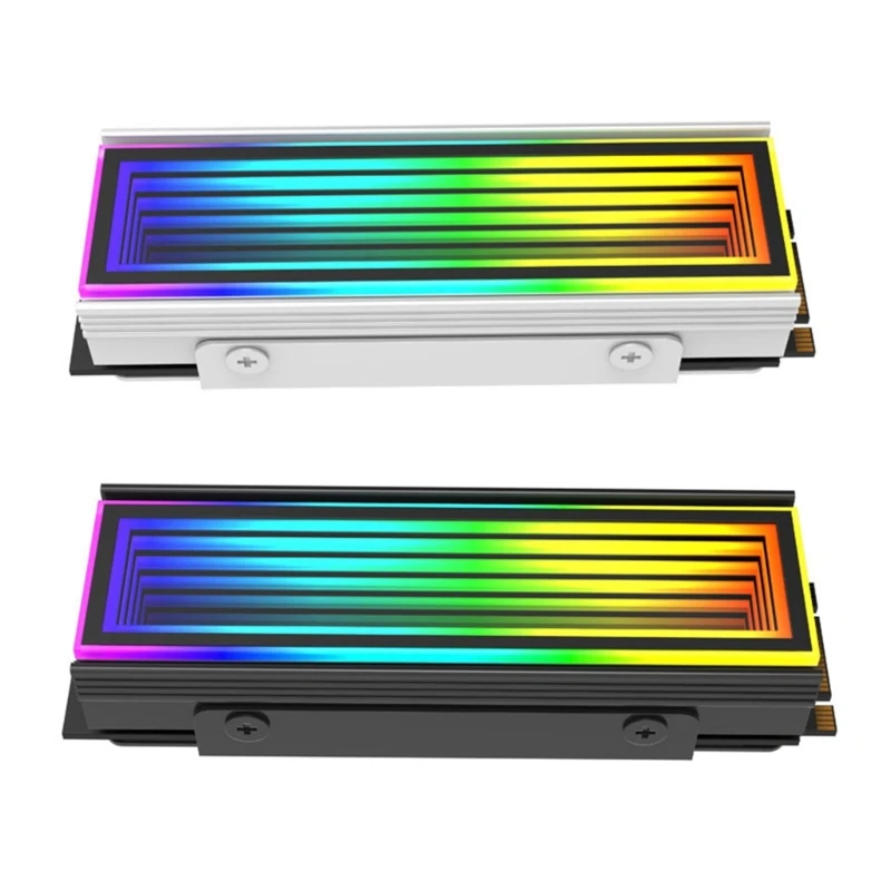 

M.2 Heatsink SSD Heat Dissipation Radiator Cooler Vest ARGB Light Bar Heat Sink Groove Design Aluminum Heatsink