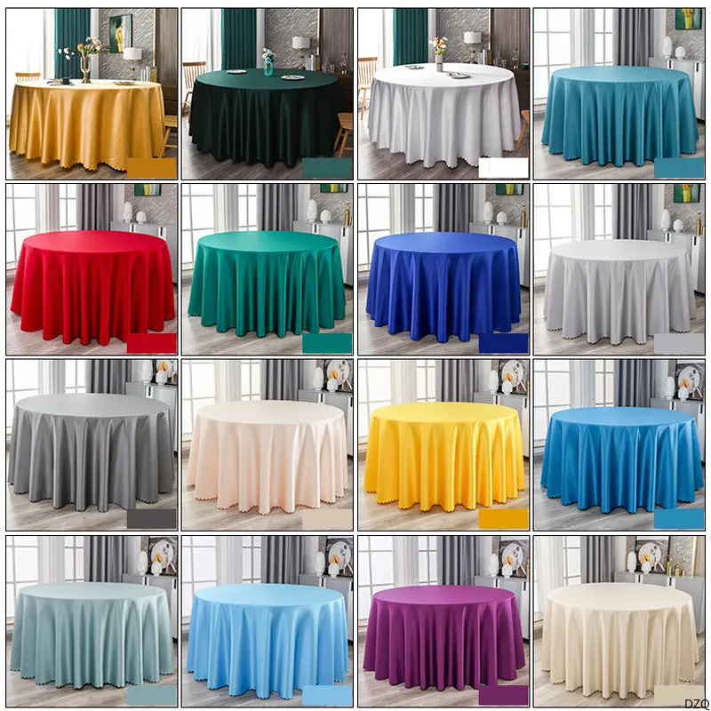 SatinTableclothOverlaysRoundPolyesterTableClothforWedding