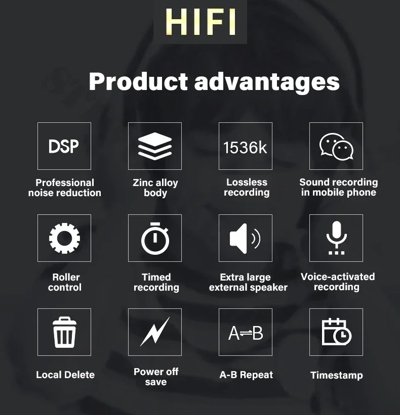 Digitalni diktafon prikazuje značajke smanjenja šuma i obrade zvuka