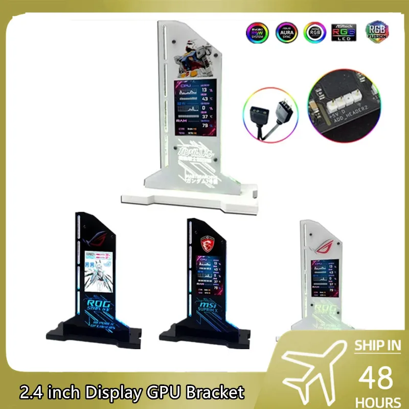Polegadas Display Vertical Gpu Suporte para pc Gamer Gabinete Led Monitor de Tela Decorativa Suporte Placa Gráfica Bracket 5v Argb 2.4