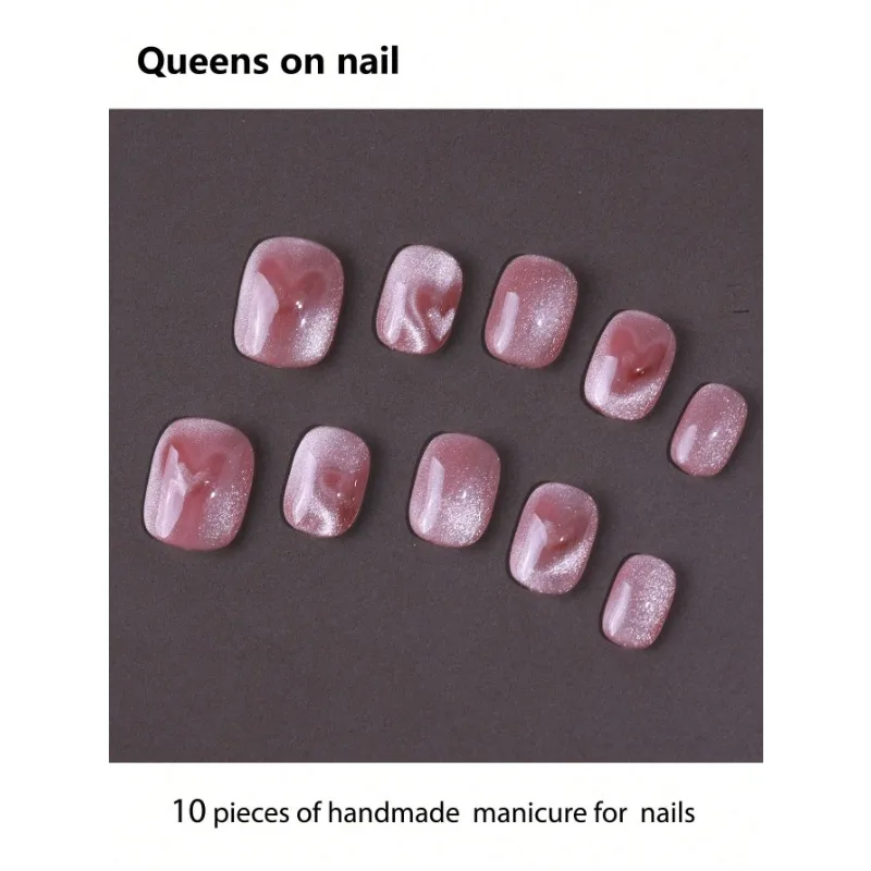 

10 Pieces Handmade press on Nails Square Style Fake Nails/Smudge/Smudge/Cat Eye Gradient/Y2k/3D Butterfly Diamond Decoration