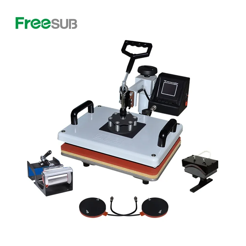 

Freesub Lowest price t shirt printing machine 5 in 1 heat press machine for sale