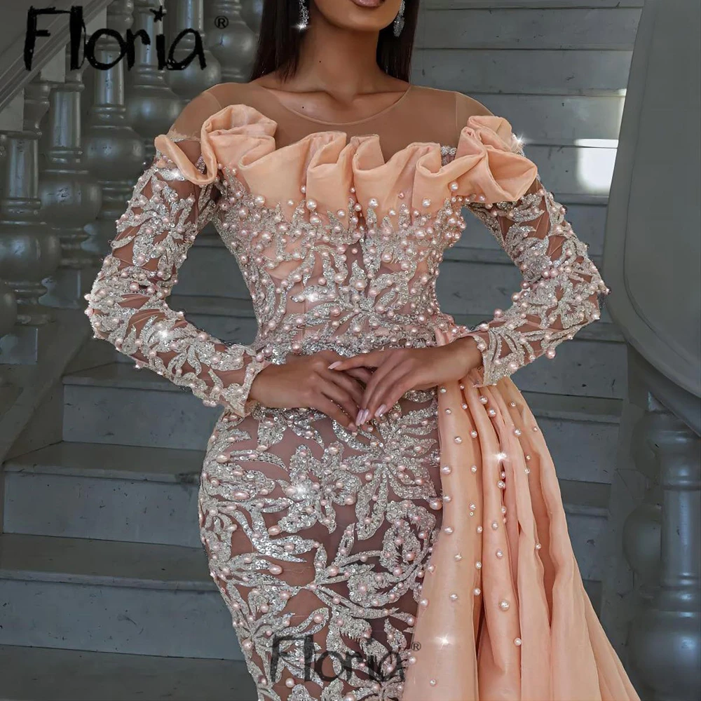 Vestido de fiesta de boda de manga larga con cuello de barco de champán de  lujo con tren desmontable, vestido de graduación de celebridades de Dubái,  personalizado - AliExpress, image size:1000x1000