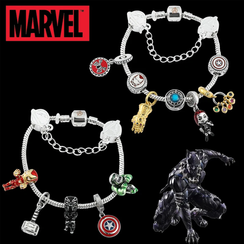 Marvel Superhero Bracelet Avengers Infinity Stones Mjolnir Thor Hammer Iron Man Captain America Spiderman DIY Crystal Beads