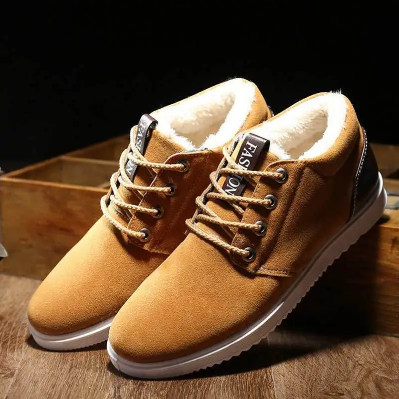 Light Warm Cotton Shoes for Men Winter Shoe Suede Men Sneakers New Thicken Plush Comfort Lace-up Footwear Zapatos De Hombre