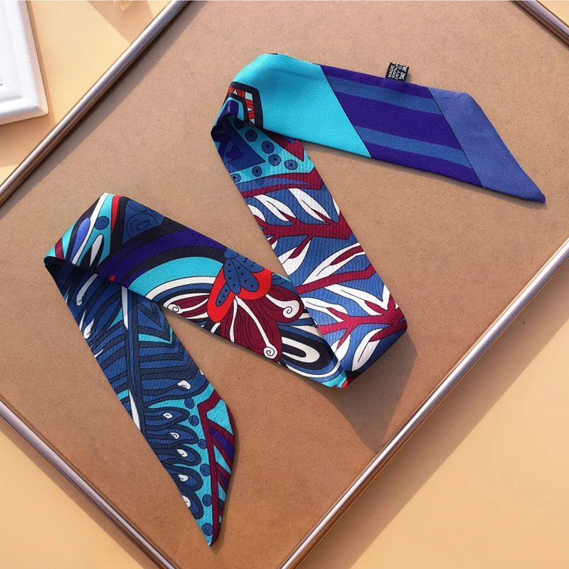 Mode Druck Sommer Schal Neue Design Frauen Dünne Tasche Schals Haar Band Neck Marke Silk Schal Damen Foulard Stirnbänder – Detail 5