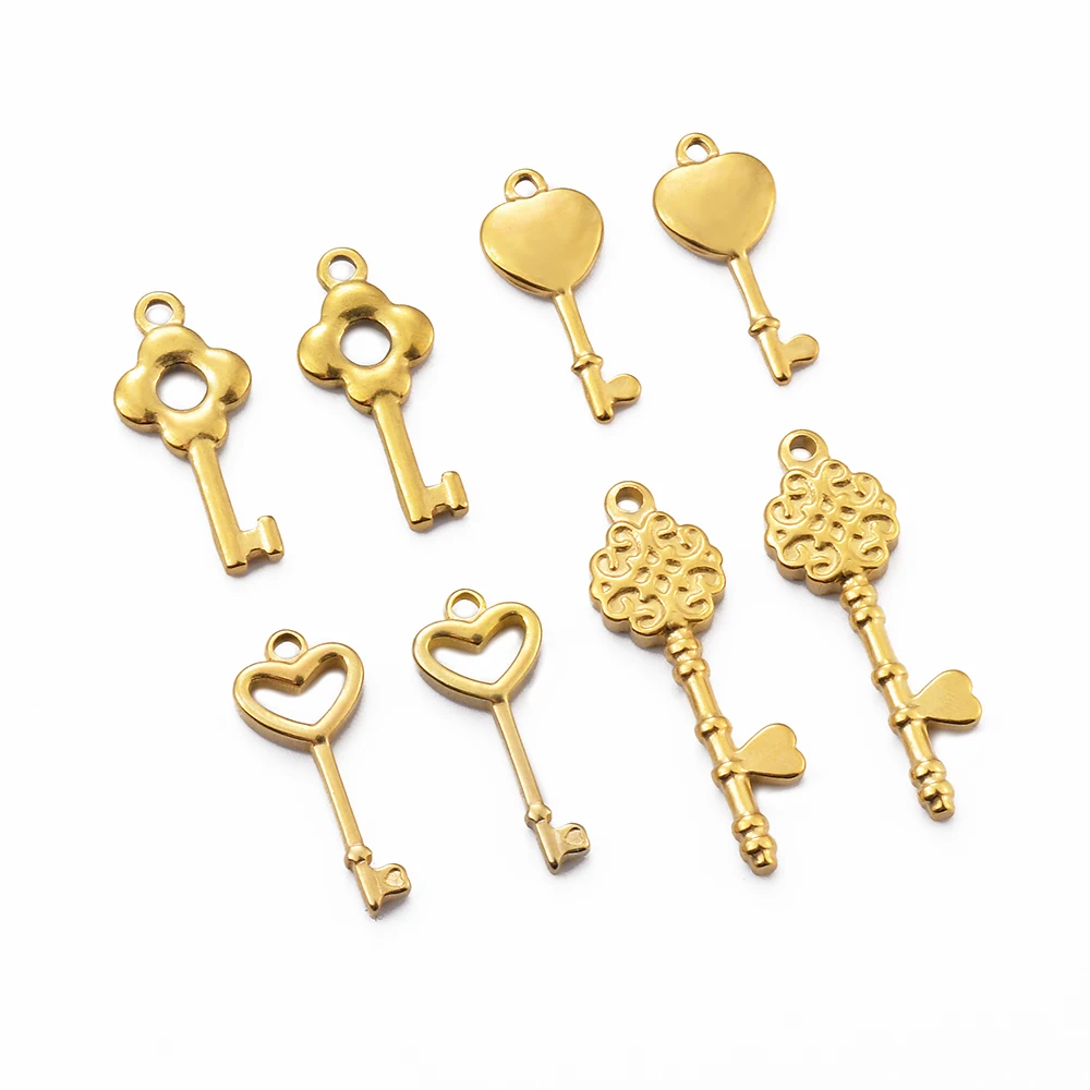 

10pcs Mix Style Heart Key Charms Pendants Stainless Steel for Diy Necklace Bracelet Jewelry Makings Wholesale