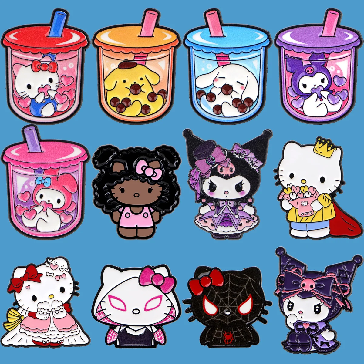 Kawaii Cartoon Character Enamel Pin Bubble Tea Lapel Pins Anime Badges Brooch for Bag Clothes Cosplay Jewelry Gifts for Friends
