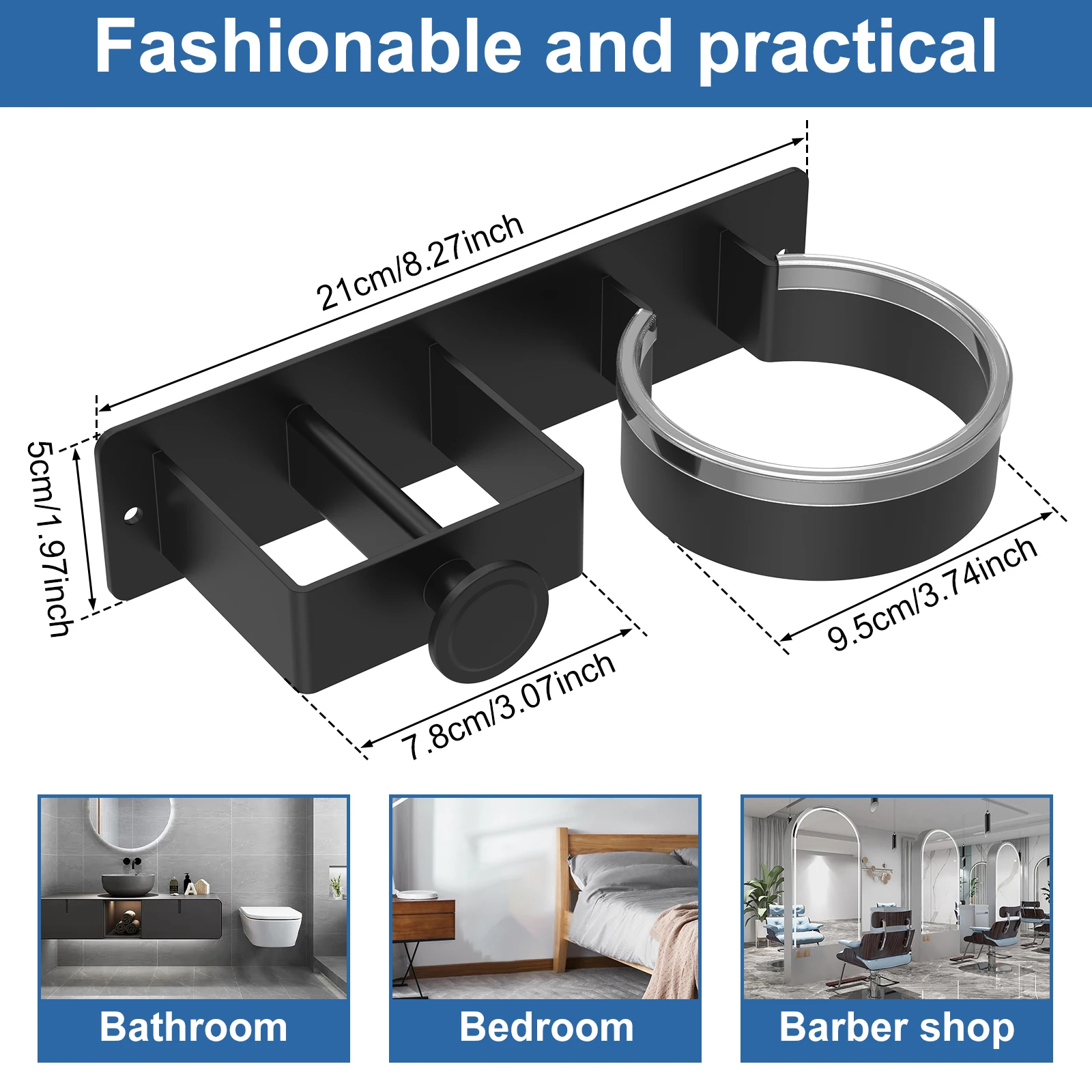 Hair Dryer Holder Wall Mounted Bathroom Hair Straightener Storage Holder Hair Tool Organizer Adhesive Toilet Blower Holder 6