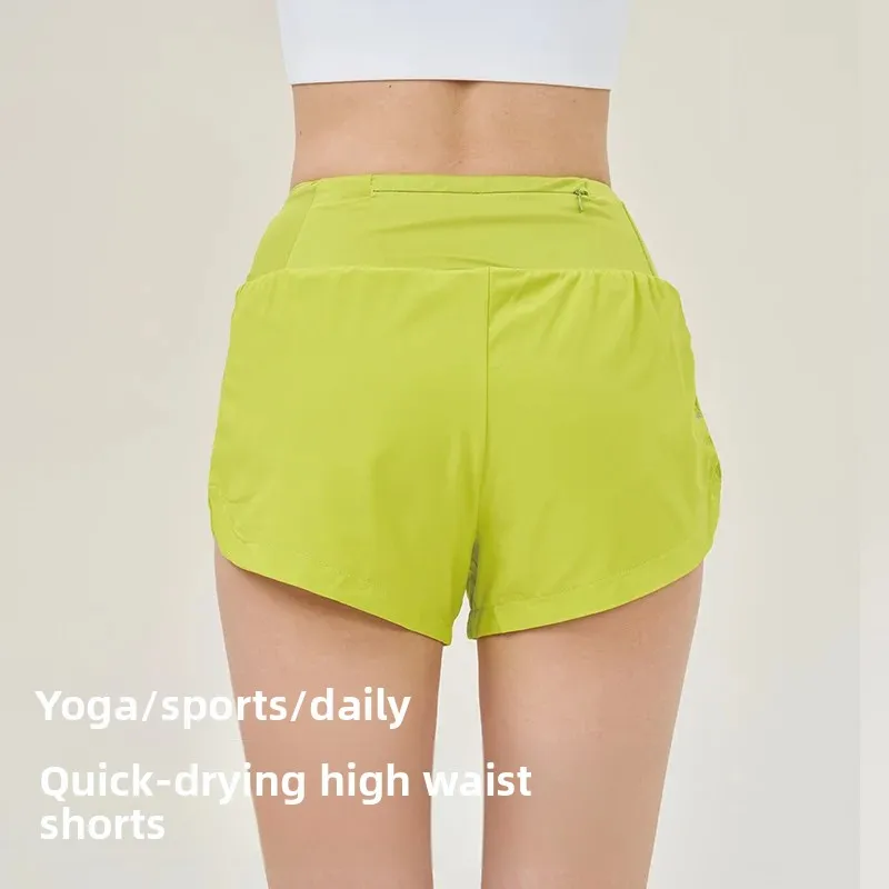 Women's Sports Shorts Marathon Fitness Running Shorts with Back Waist Pocket Quick Dry Yoga Prevent Exposure