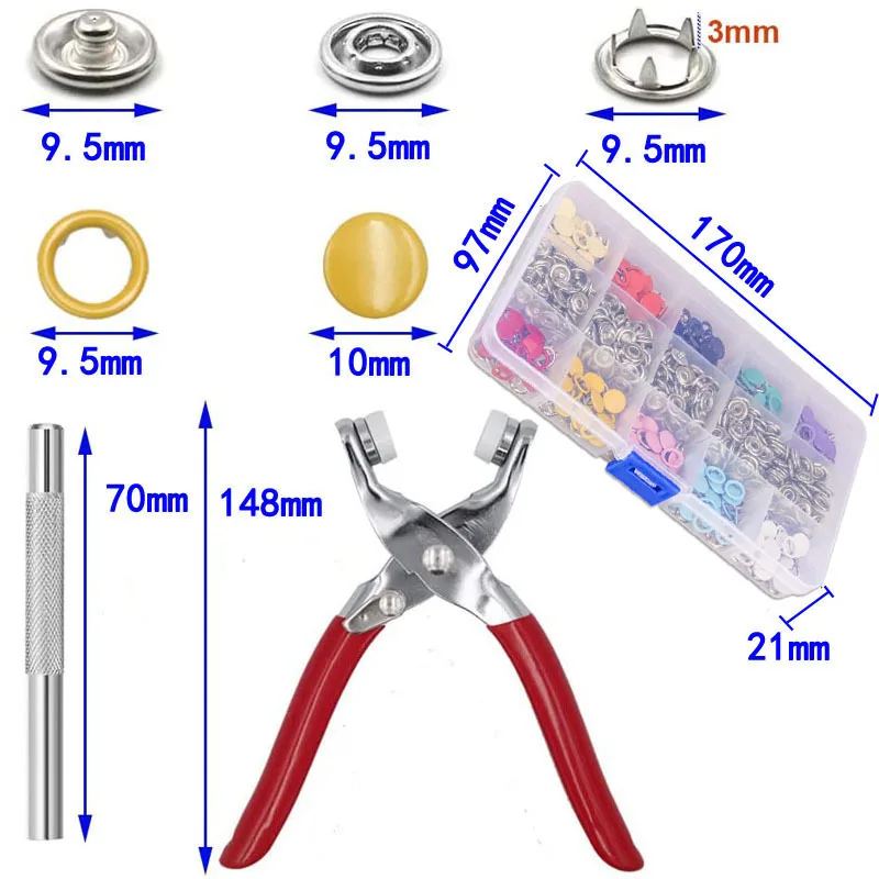 Kit 50/100 Bottoni Automatici A Pressione In Metallo Con Pinza – Diametro 9,5 Mm, Per Cucito E Fai Da Te - 3