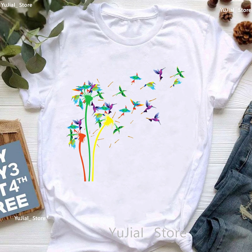 

Colorful Dandelion Birds Print T Shirt Girls Funny Tui New Zealand Bird Tshirt Women Summer Fashion Tops Tee Shirt Femme