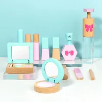 Kids Wooden Haircut Toy Beauty Wood Hairdressing Girls Makeup Set Simulation Pretend Play Early Educational Toys For Children 2
