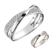 Classic Stainless Steel Two Tone X Shape Cross Ring for Women Wedding Trendy Jewelry Dazzling Zircon Wedding Rings Modern Rings 1