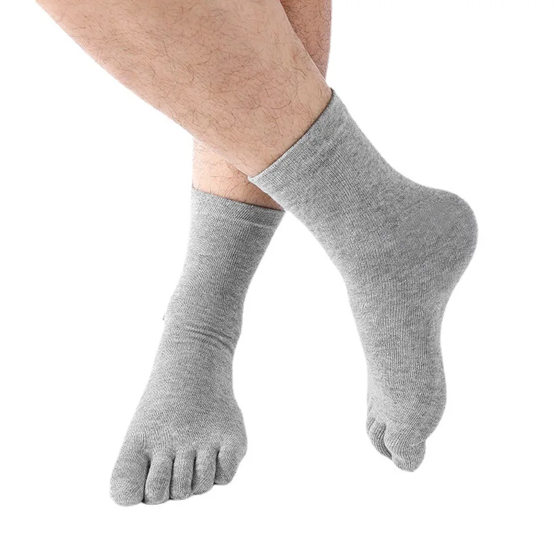 5 Paare/Los Herren-Fünffinger-Socken, hochwertige Herren-Business-Socken aus Baumwolle, lässig, atmungsaktiv, lange Herrensocken, Schwarz, Weiß – Detail 14