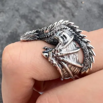 Anelli del drago Ali di pterosauro stile punk gotico Anelli regolabili con apertura per uomo Donna Accessori per gioielli vintage Regali 1