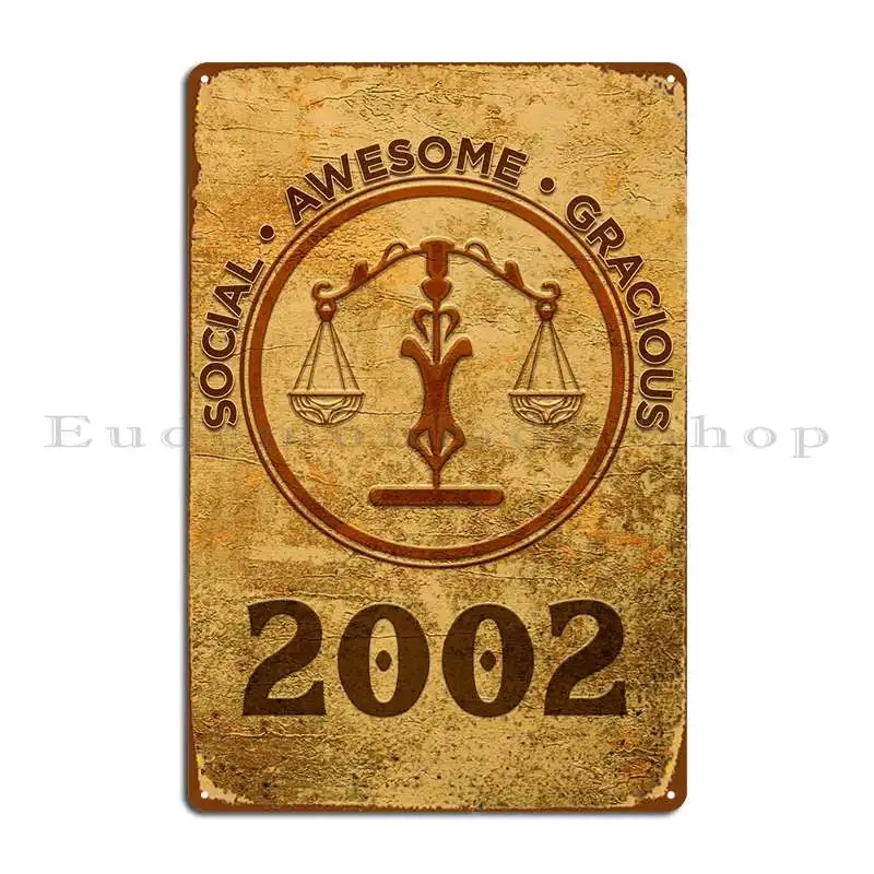 

Весы 2002, подарок на день рождения, металлический плакат с табличкой, картина для паба, дизайн гостиной, жестяной плакат