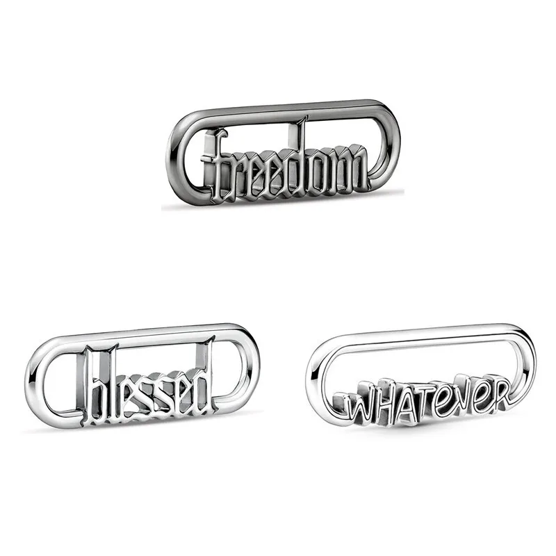 

Original ME Styling Freedom Word Link Beads Charm Fit Pandora Women 925 Sterling Silver Europe Bracelet Bangle Diy Jewelry