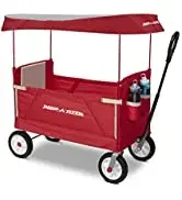 Radio Flyer 3 in 1 Off-Road EZ Fold Wagon with Canopy, Red Folding Wagon