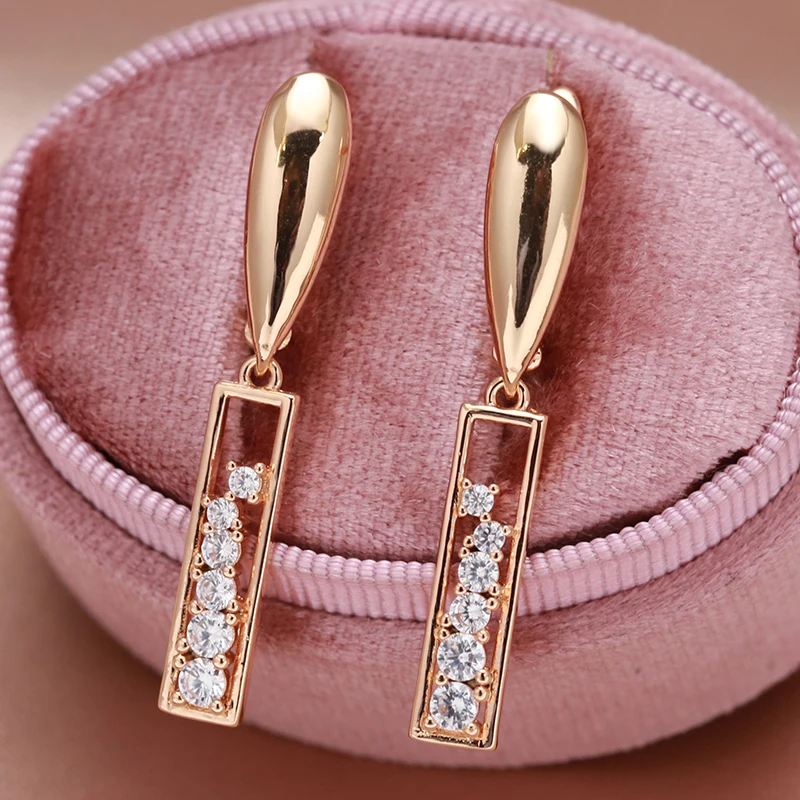 Rose Gold Earrings Women Zircon Hoop Earrings Zircon Drop Earrings