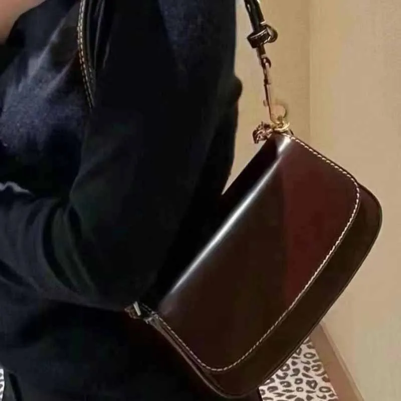 

Luxury Cowhide Shoulder Crossbody Bag Glossy Genuine Leather Fashion Chain Casual Simple Brand Handbag Small Square Underarm Bag