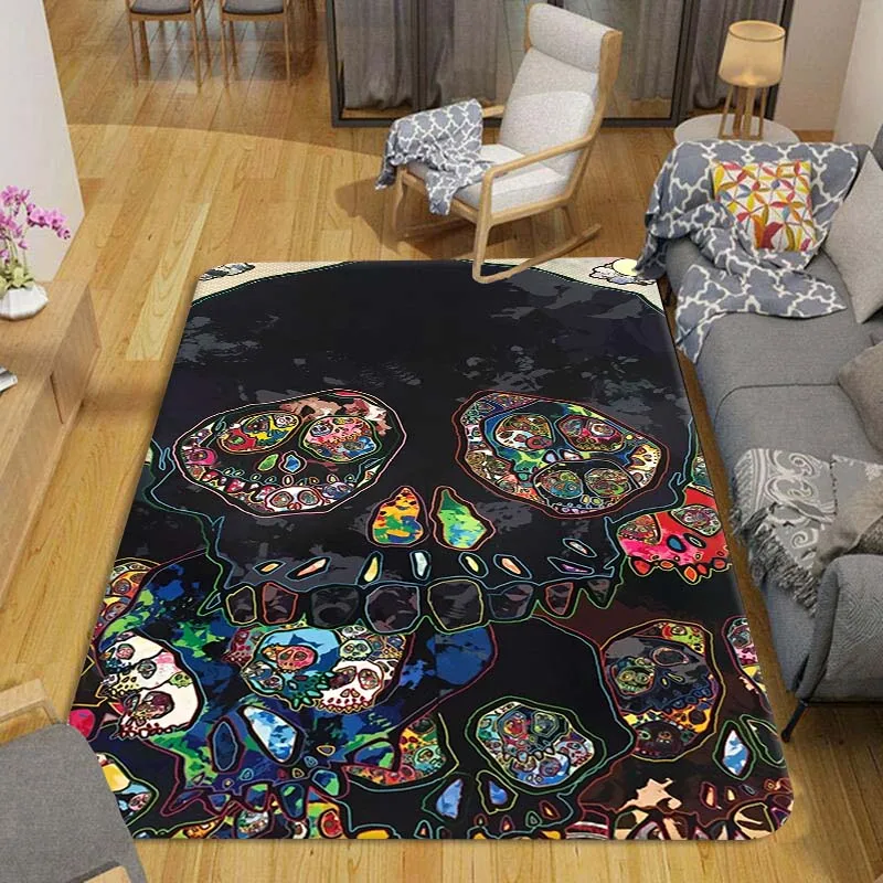 

Horror Skull Carpet Living Room Corridor Home Decoration Anti-Slip Floor Mat Bathroom Anti-Slip Door Mat Teen Kawaii Room Decor