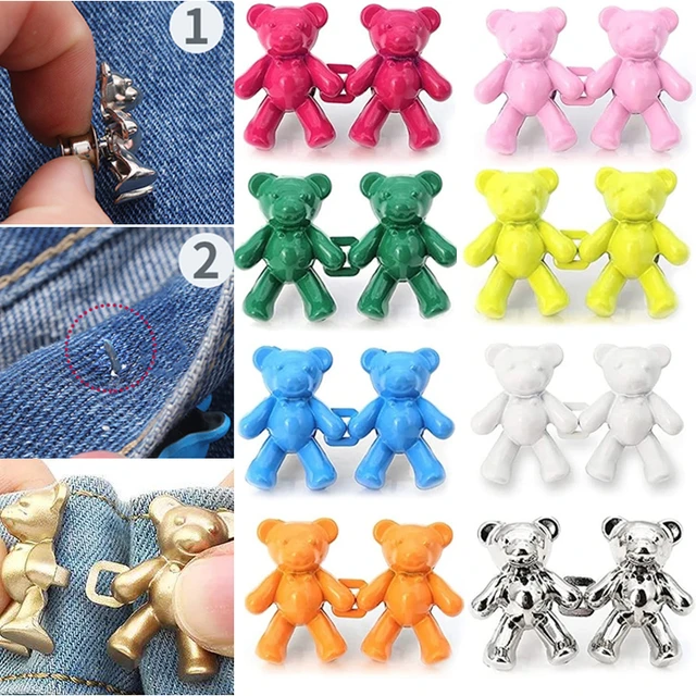  6 Pairs Bear Buttons for Jean Clips to Tighten Waist Pant Size  Adjuster Buttons for Jeans to Make Smaller Cute Bear Waist Pant Adjustable  Button Fit Tighten Pant Bear Adjustable Pants