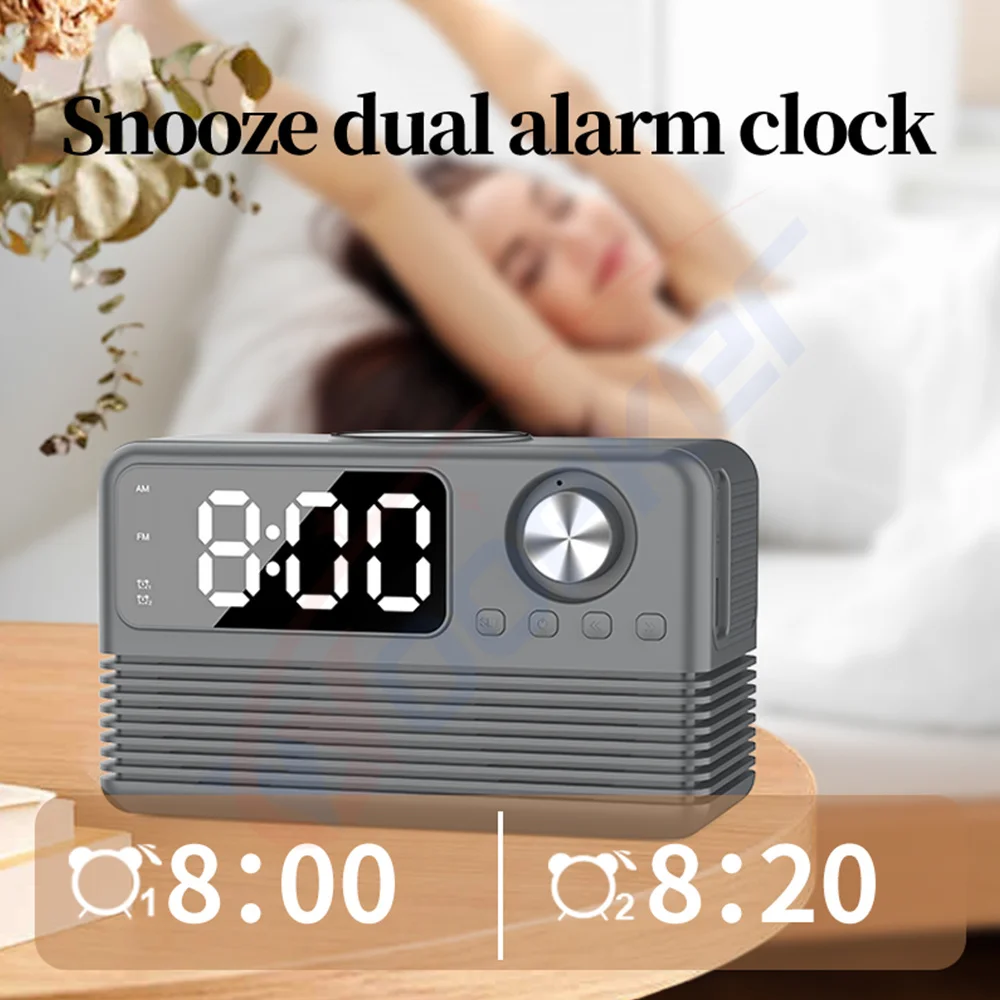 Wireless Charger Radio Time Alarm Clock LED Digital 15W Fast Charging Dock Stati