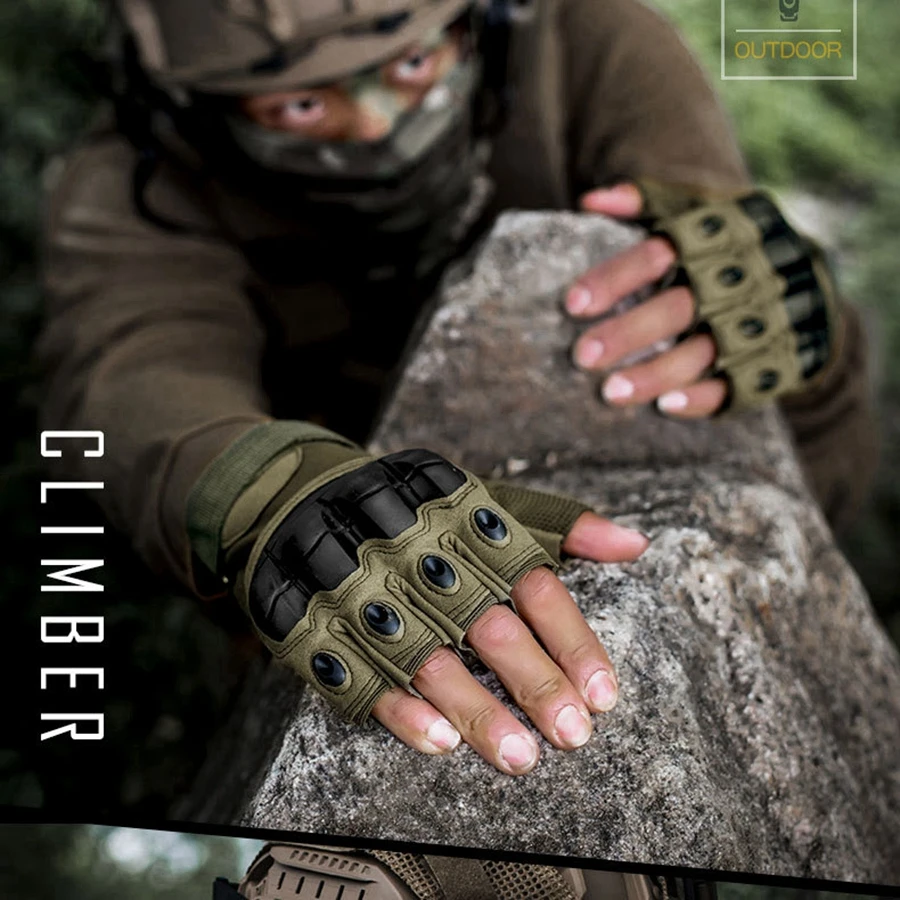 Outdoor Fingerless Gloves Hard Knuckle Paintball Riding Hiking Cycling Half Finger Gloves fingerless gloves