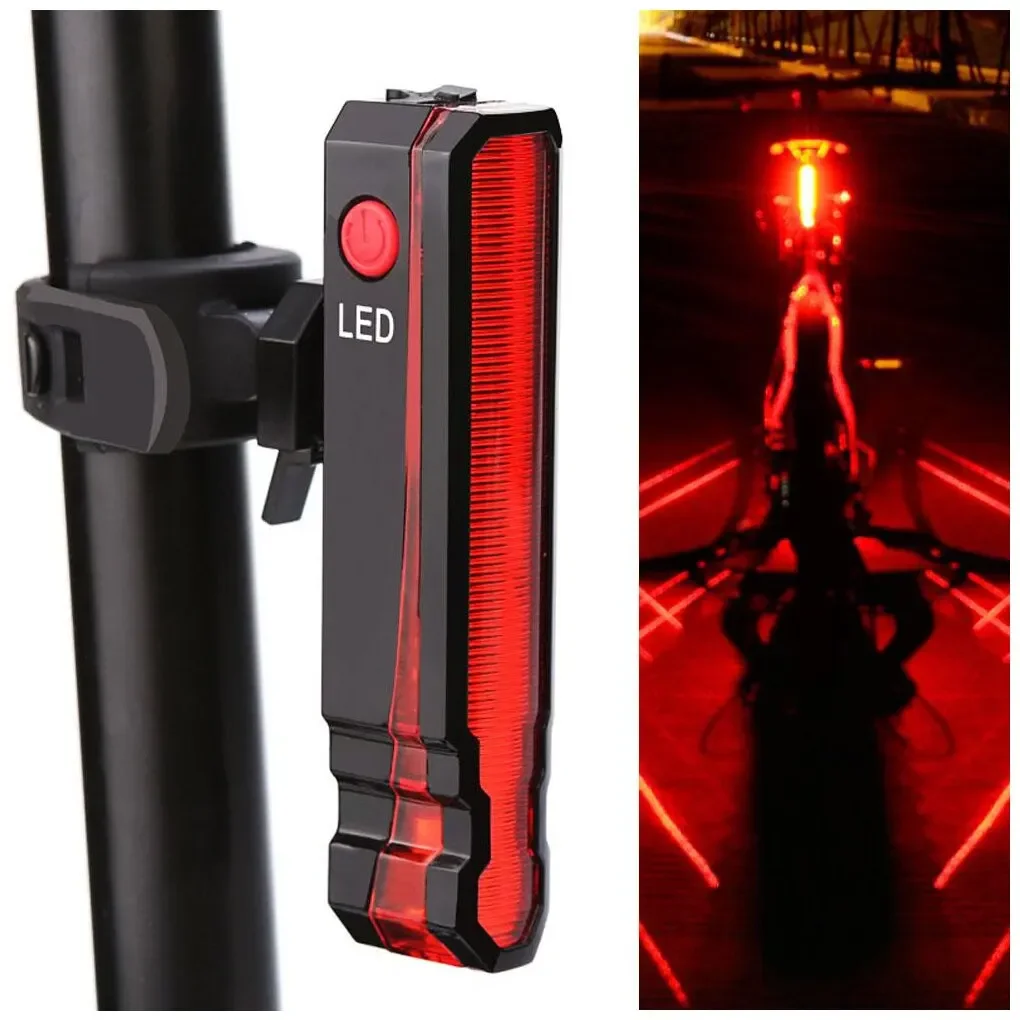 VASTFIRE Bicycle Rear Light Laser Line, USB Rechargeable Waterproof Seatpost LED MTB Road Taillight