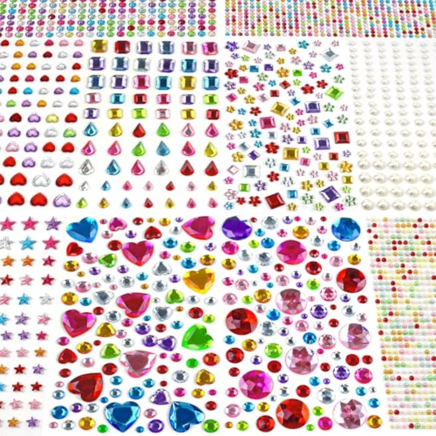 3000 PCS s - Self Adhesive Scrap Supplies Rhinestones for Crafts Supplies, Small Earrings Face Nail Jewels for - Face s Body Gl
