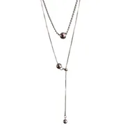 Personality Design Silver Color Stainless Steel Beaded Ball Pendant Necklace for Women Double Layer Hip Hop Rock Chokers Jewelry - Image 6