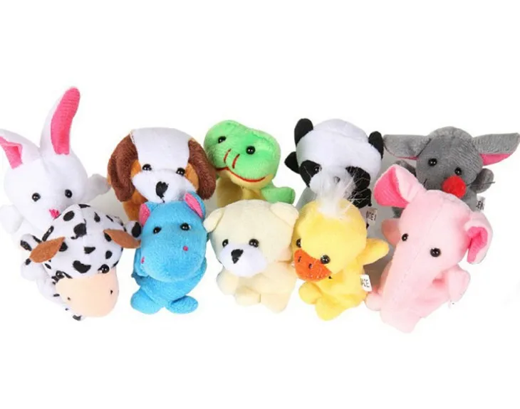 10x Cartoon Biological Animal Finger Puppet Plush Toys Child Baby Favor Dolls