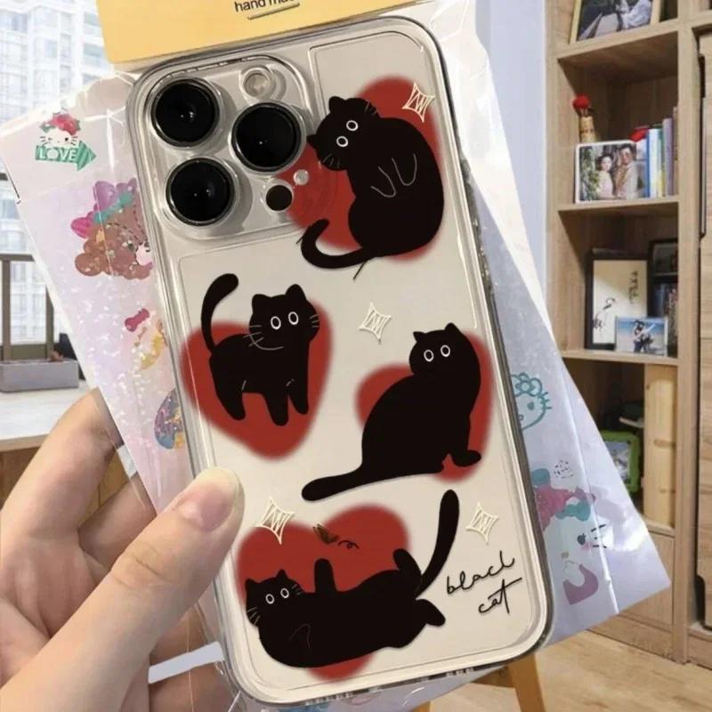 Love Heart Black Cat Phone Case