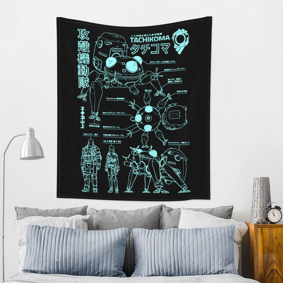 Tachikoma Blueprint Ghost In The Shell Tapestry Colorful Polyester Wall Hanging Wall Decor Yoga Mat Mandala Tapestries Tapestry Aliexpress