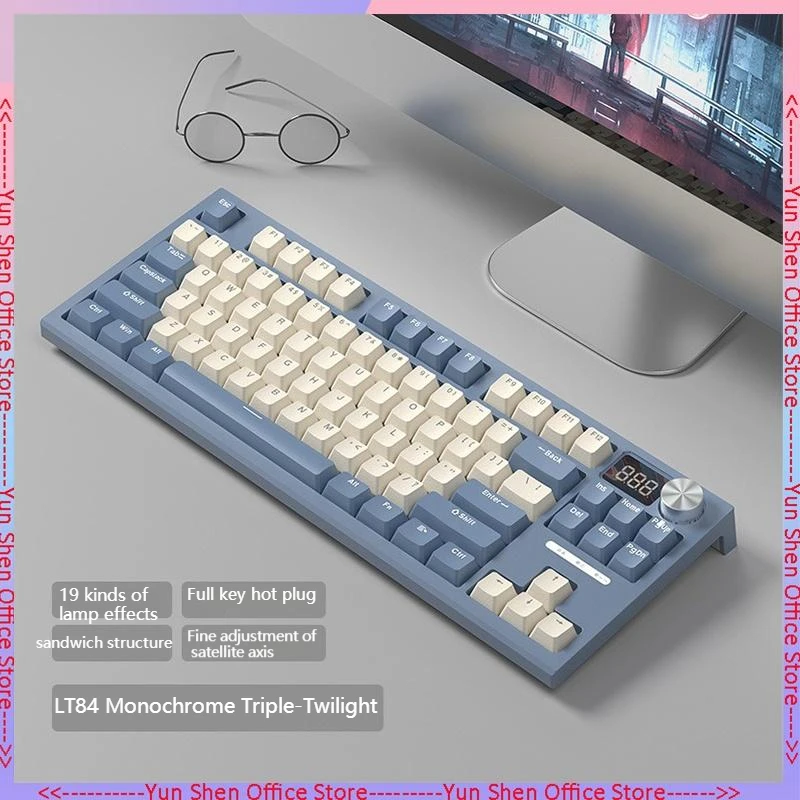 

Langtu Lt84 Tri-mode 2.4g Bluetooth Rgb Wireless Mechanical Keyboard Wired Illuminated Keyboard Haikong Mechanical Shaft Pbt Key