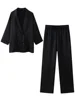 Willshela Women Fashion 2 Piece Set Solid Double Breasted Blazer & Vintage Elastic Waist Trousers Feamle Chic Lady Pants Sets 4