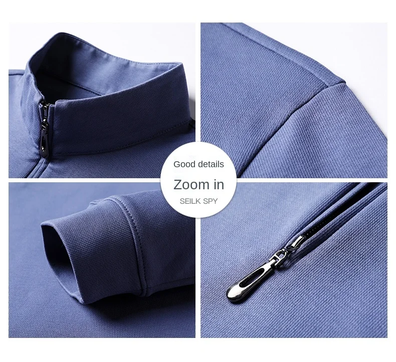 Polo da uomo con cerniera di lusso di marca di moda di alta qualità di nuova moda da uomo casual tinta unita coreano tinta unita a maniche lunghe abbigliamento da uomo 2023_voghion.com