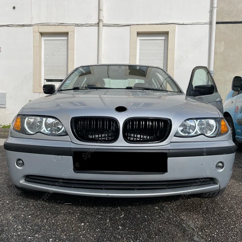 For Bmw 3 Series E46 2002 2003 2004 2005 Pair Car Front Kidney Grills Gloss  Black Double Slat Hood Grill Racing Grille Auto Trim - Racing Grills -  AliExpress