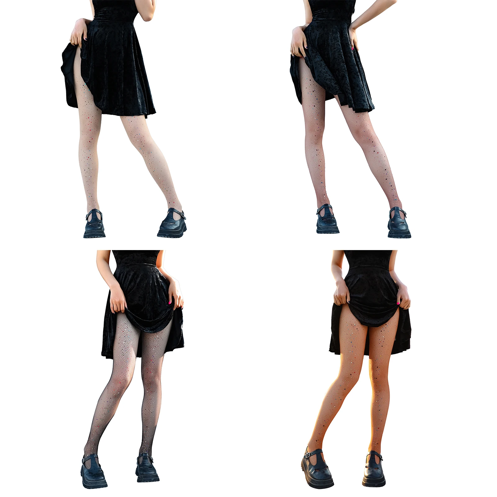 Women Fishnet Stocking Leggings Colorful Rhinestone See-through Tights  Pantyhose for Dress Dates Clubwear - AliExpress