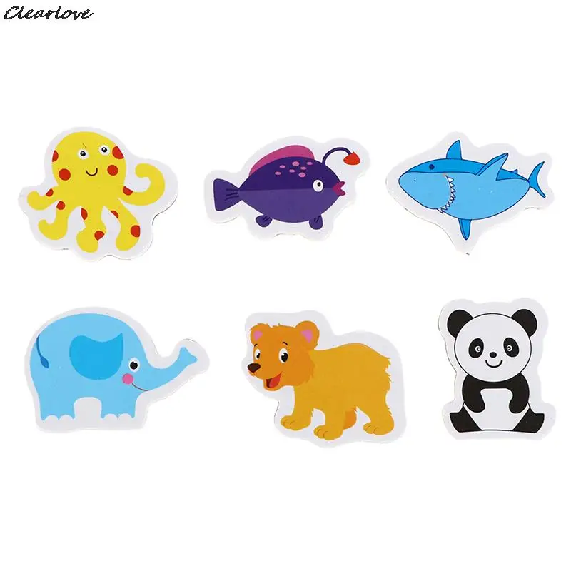12Pcs colorful Fridge Magnet Creative Cartoon 3D Stickers Toys Mix Ocean Animals Wooden